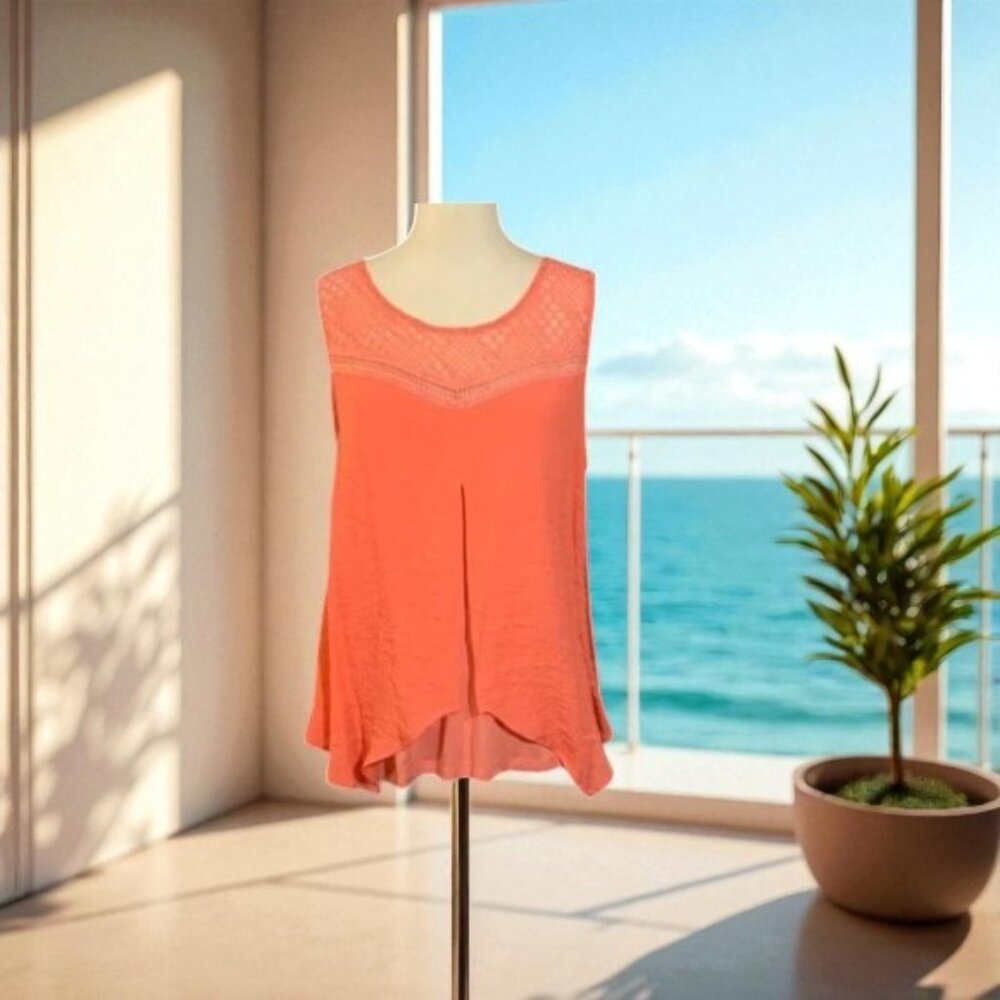 AB Studio Layered Eyelet Lace Tank Top